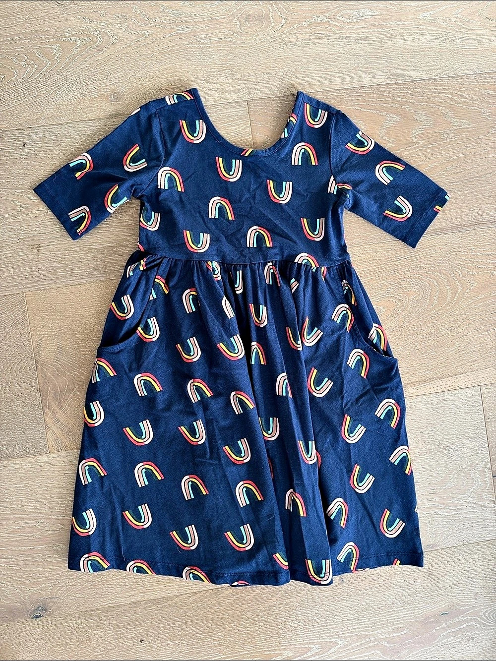 Hanna Andersson Rainbow Print Pocket Dress Girls 8 new without tags